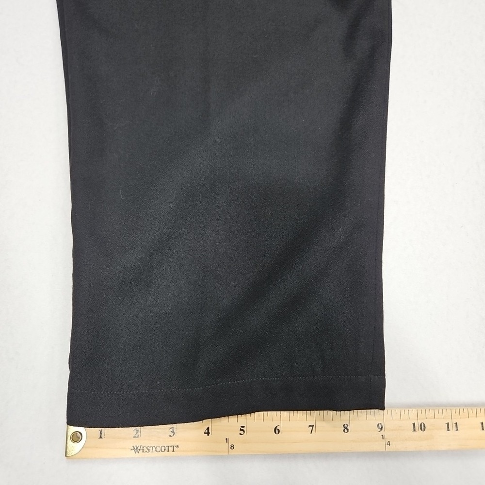 Eileen Fisher Large Black Woven Wool Crepe Straight Leg Trouser Pants Pockets - Picture 8 of 9